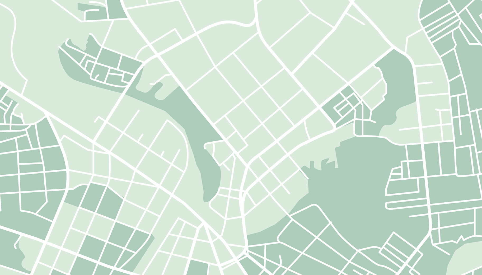 grafika przedstawia plan miasta ulice i tereny zielone bez dodatkowych oznaczeń i nazw