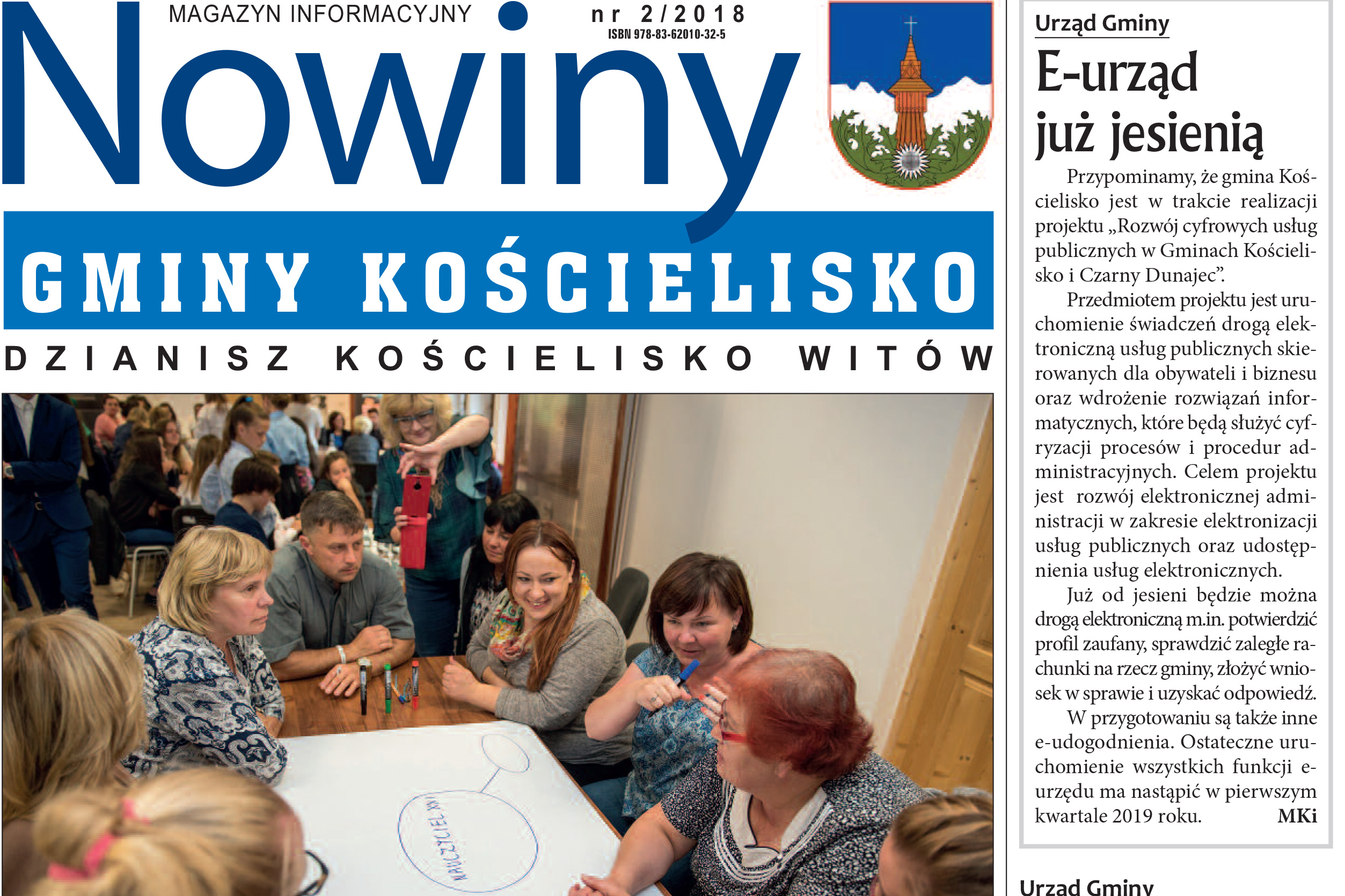 Zdjęcie przedstawia fragment pierwszej strony gazety gminnej Nowiny Gminy Kościelisko