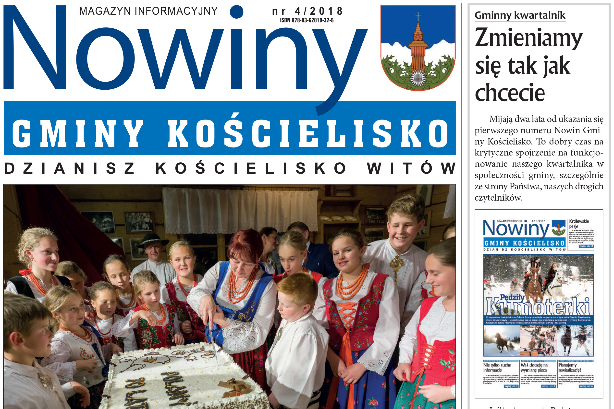 Zdjęcie przedstawia fragment pierwszej strony gazety gminnej Nowiny Gminy Kościelisko